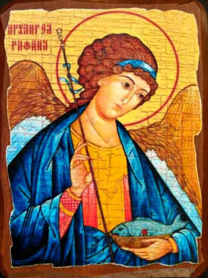 Икона Архангел Рафаил с рыбой