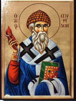 Святой Спиридон Тримифунтский (поясная икона)