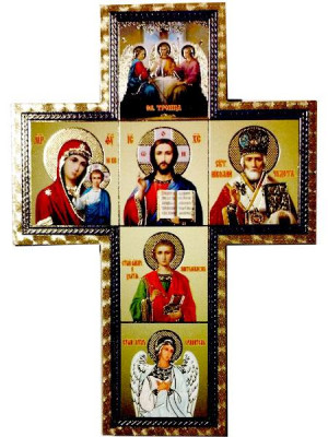 Крест со святыми, деревянный, настенный
